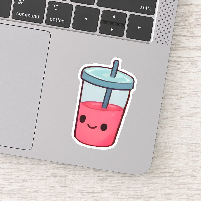 Sticker Slushie souriante : mignonne Slushie fraise (Détail)