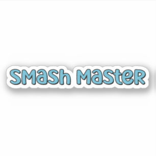 Sticker Smash Master Blue Retro Pickleball Texte