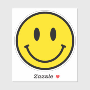 Sticker Smile Happy Face Emoji Jaune Black Retro Vinyl