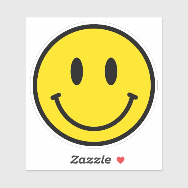 Sticker Smile Happy Face Emoji Jaune Black Retro Vinyl (Feuille)