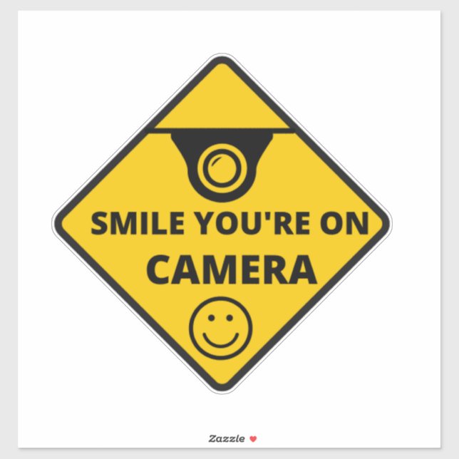 Sticker Smile You're On Camera Sign, Vidéo Surveillance (Feuille)