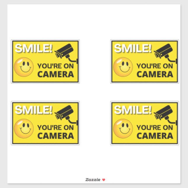 Sticker Smile You're On Camera Sign, Vidéo Surveillance S (Feuille)