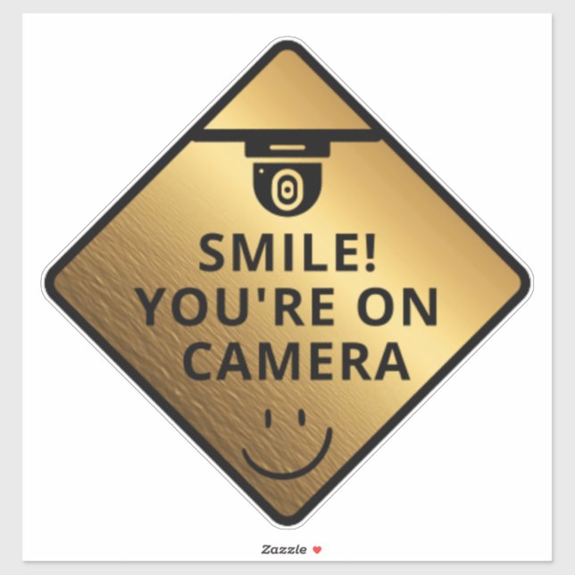 Sticker Smile You're On Camera Sign, Vidéo Surveillance S (Feuille)