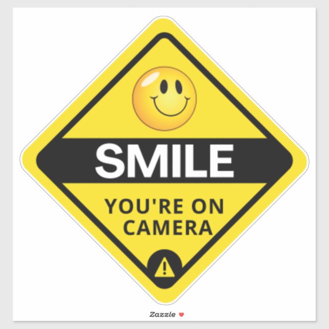 Sticker Smile You're On Camera Sign, Vidéo Surveillance S (Feuille)