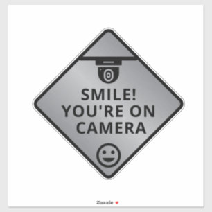 Sticker Smile You're On Camera Sign, Vidéo Surveillance S