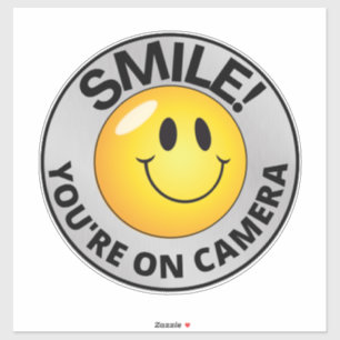 Sticker Smile You're On Camera Sign, Vidéo Surveillance S