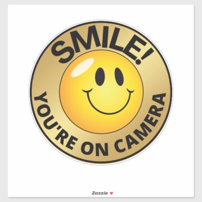 Sticker Smile You're On Camera Sign, Vidéo Surveillance S (Feuille)