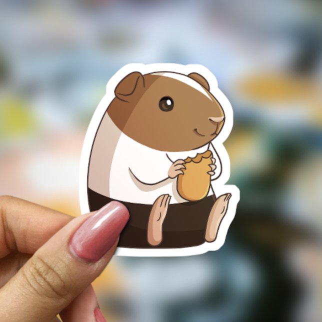 Sticker Snacking mignon de porc guinéen sur un chevalet de (Créateur téléchargé)
