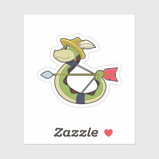 Sticker Snake as Archer with Bow & Arrow (Feuille)