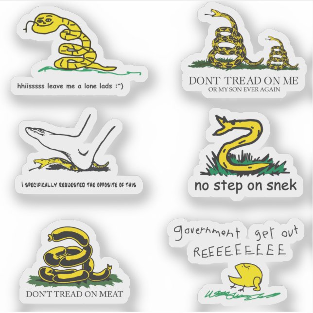 Sticker Snekright gadsden flag parodie mèmes x6 (Devant)