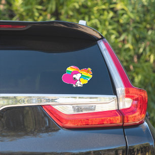 Sticker Snoopy et Woodstock Coeurs arc-en-ciel