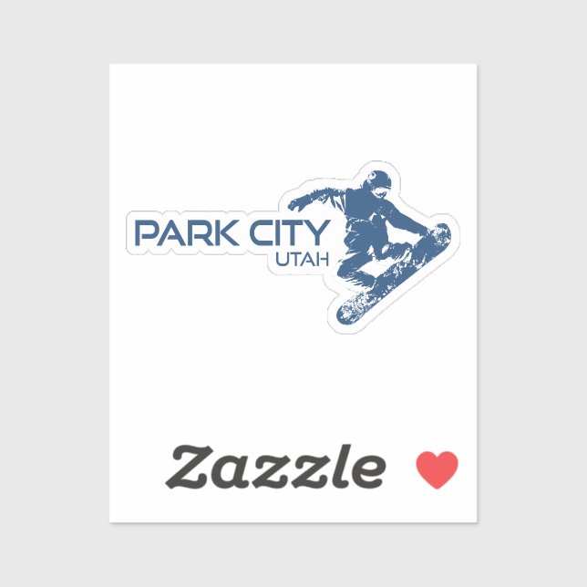 Sticker Snowboardeur Park City Utah (Feuille)