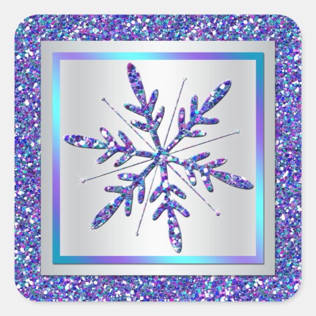 Sticker Snowflake violet, Parties scintillant arge (Devant)