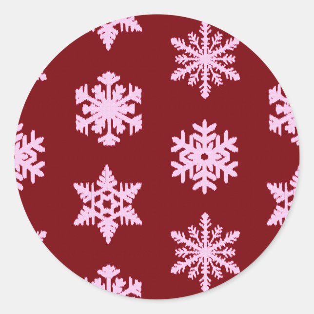 Sticker Snowflakes Ikat - Vin Bourgogne et rose (Devant)