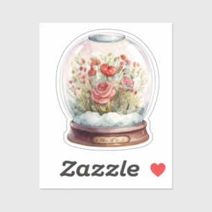 Sticker Snowglobe du Coeur Flower pour Saint-Valen