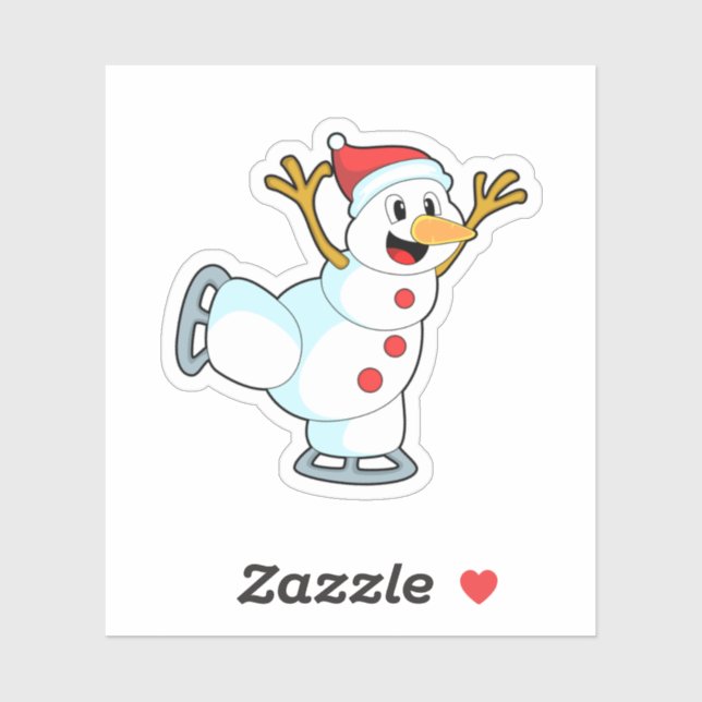 Sticker Snowman au patinage sur glace avec patins sur glac (Feuille)