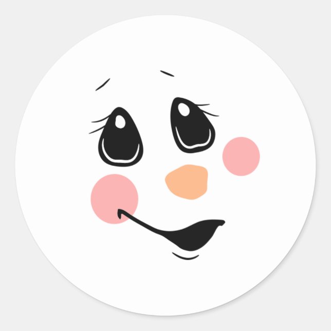 Sticker Snowman Face Classic Round (Devant)