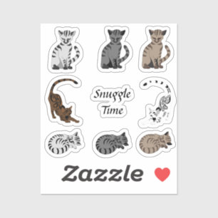 Sticker Snuggle Time Cute Kitten Cartoon Pack Pack