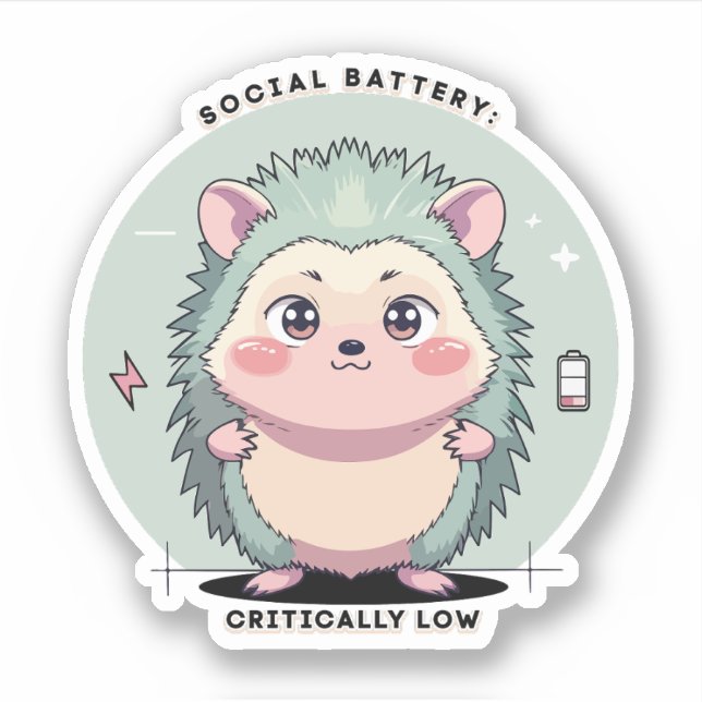 Sticker Social Battery Critically Low – Relatable Mood (Devant)