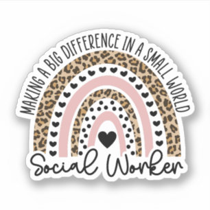 Sticker Social Worker Leopard Rainbow, Social Worker Cadea