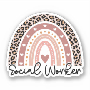 Sticker Social Worker Leopard Rainbow, Social Worker Cadea
