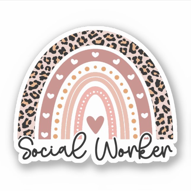 Sticker Social Worker Leopard Rainbow, Social Worker Cadea (Devant)