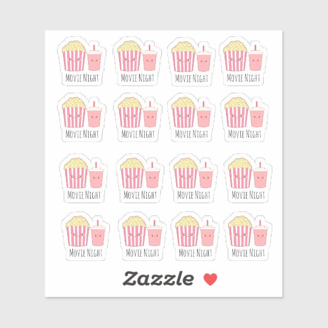 Sticker Soirée cinéma adorable (Feuille)
