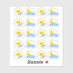 Sticker Soirée du matin Routine Kawaii Sun & Moon Planner