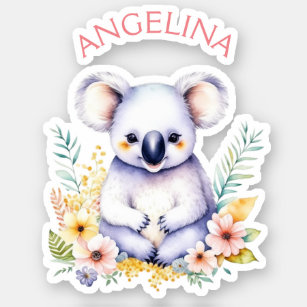 Sticker Soirée personnalisée Koala Oear Baby Nursery Art