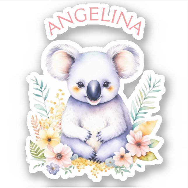 Sticker Soirée personnalisée Koala Oear Baby Nursery Art (Devant)