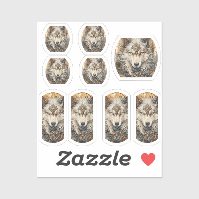 Sticker Solarpunk Wolf Blanc (Feuille)