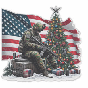 Sticker Soldat américain Drapeau américain Art de sapin de