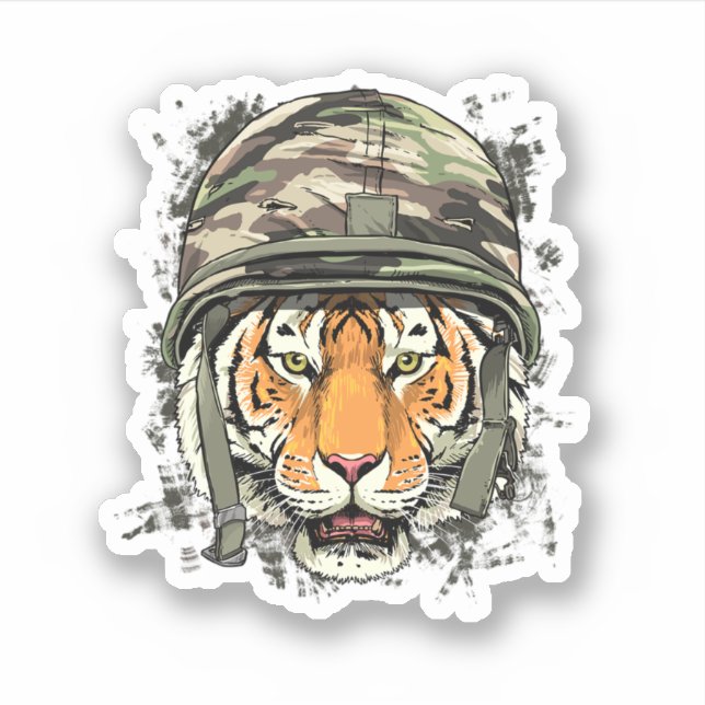 Sticker Soldat Tiger Vétérinaire Armée Tiger Safari Animal (Devant)