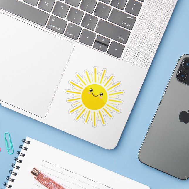 Sticker Soleil (Ordinateur portable avec iPhone)