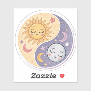 Sticker Soleil et Lune Yin Yang Équilibre Céleste Mignon