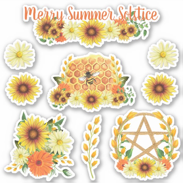Sticker Solstice d'été Sunflower Honey Bee Pagan Kids (Devant)