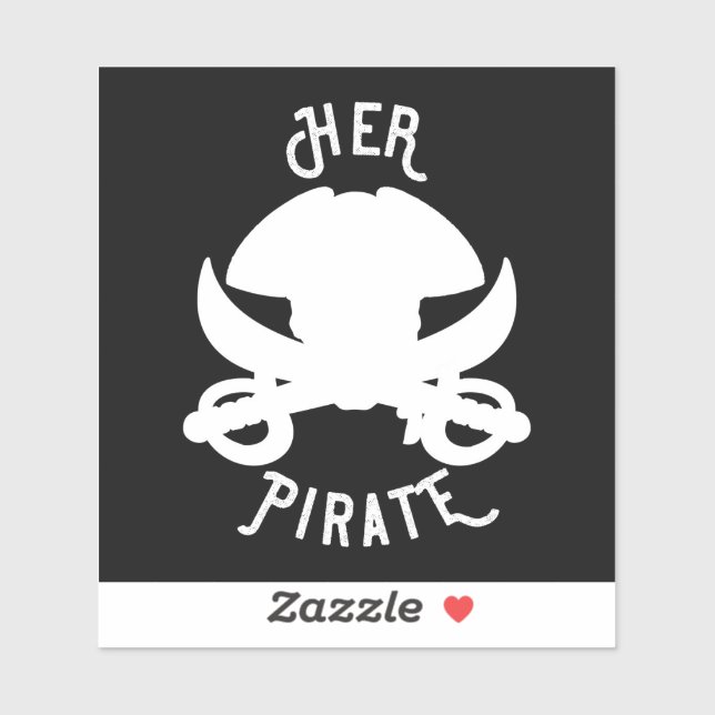 Sticker Son crâne pirate Crossbones & épée blanc sur noir (Feuille)
