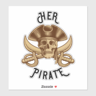 Sticker Son Pirate Vintage Crossbones Crâne et épée