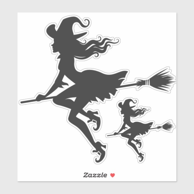 Sticker Sorcière Broom Halloween Thunder_Cove (Feuille)