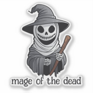 Sticker Sorcière de squelette tenant une baguette
