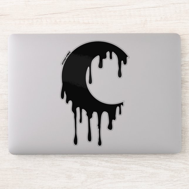 Sticker Sorcière gothique Noir Lune à goutte Silhouette (Ordinateur)