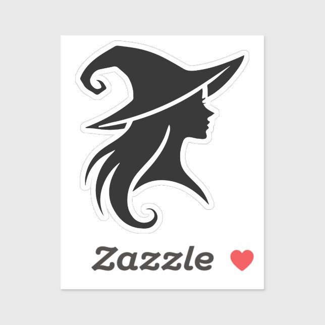 Sticker Sorcière noire Casquette sorcière wiccan fête d'Ha (Feuille)