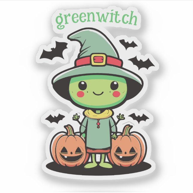 Sticker Sorcière verte (Devant)