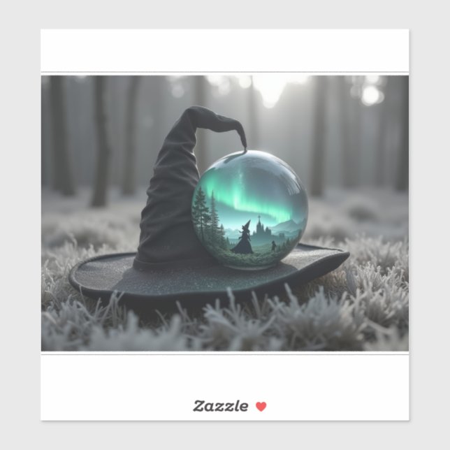 Sticker Sorcières casquette et boule de cristal (Feuille)