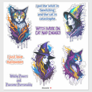 Sticker Sorcières et chats partenaires dans le malheur mag