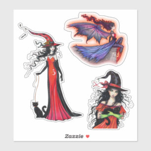 Sticker Sorcières et vampire d'Halloween de Molly Harrison