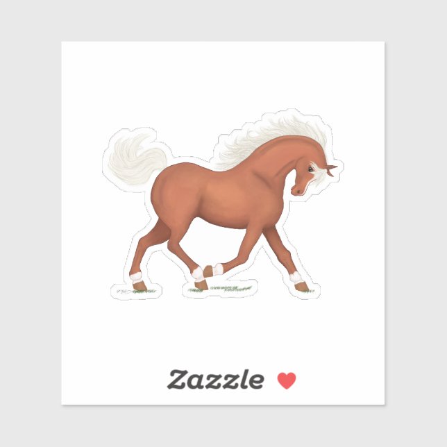Sticker Sorrel Horse Avec Blaze & Chaussettes Pony Equestr (Feuille)