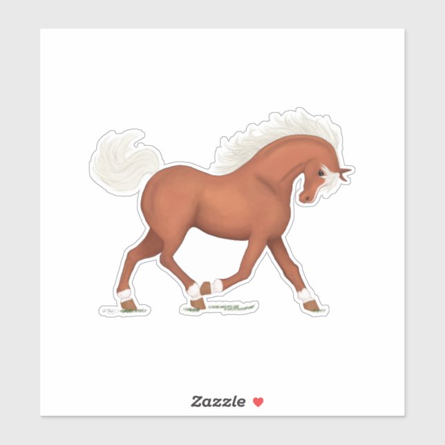 Sticker Sorrel Horse Avec Blaze & Chaussettes Pony Equestr (Feuille)
