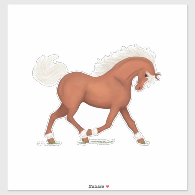 Sticker Sorrel Horse Avec Blaze & Chaussettes Pony Equestr (Feuille)