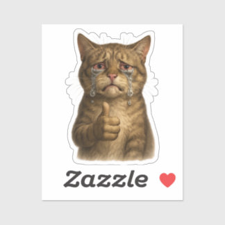 Sticker Sorrowful Kitty Thumbs Up Meme